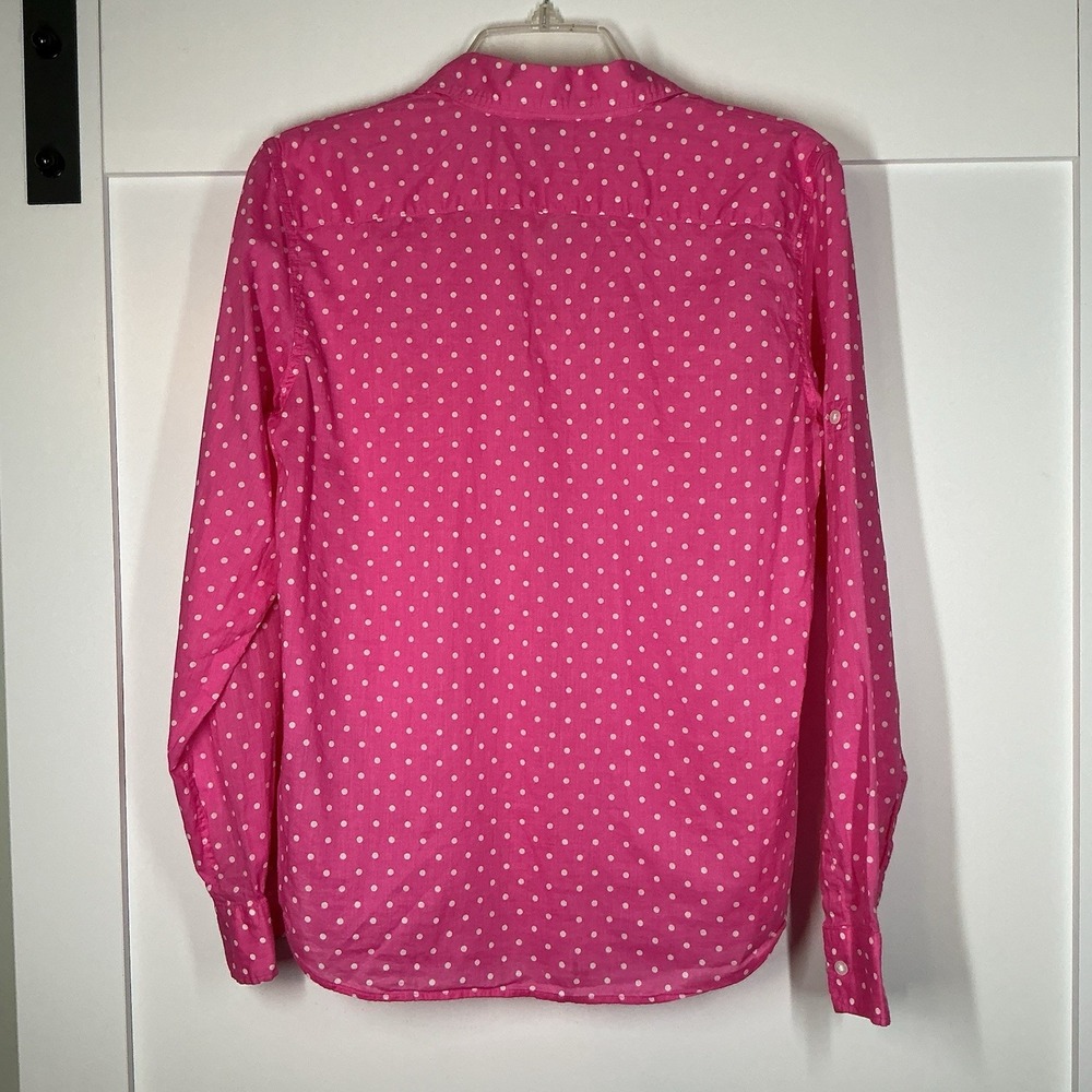 Lauren Ralph Lauren Button Up‎ Shirt Size Medium Pink Polka Dot Preppy Colorful - Picture 2 of 5